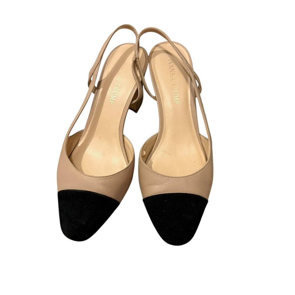 Womens Ivanka Trump Liah Slingback D'Orsay Heels, Beige Cap Toe 7.5 3" heel - Picture 8 of 9